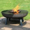 Sunnydaze Decor Sunnydaze Outdoor Camping Or Backyard Large Round Cast Iron Fire Pit With Cooking Ledge - 40" - Dark Gray