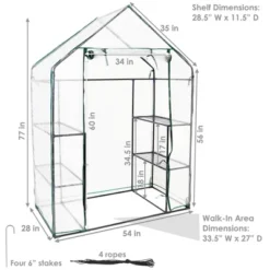 Sunnydaze Decor Sunnydaze Outdoor Portable Tiered Growing Rack Deluxe Walk-In Greenhouse With Roll-Up Door - 4 Shelves - Clear - 54" X 28" X 77" 19 Sunnydaze Decor Sunnydaze Outdoor Portable Tiered Growing Rack Deluxe Walk-In Greenhouse With Roll-Up Door - 4 Shelves - Clear - 54" X 28" X 77" -Sunnydaze Decor GUEST 1e9e7f44 1ab8 4cb6 9387 cf9645b61dbd