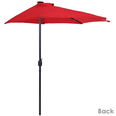Sunnydaze Decor Sunnydaze Solar Outdoor Half Patio Umbrella With LED Lights And Crank - 9' 3 Sunnydaze Decor Sunnydaze Solar Outdoor Half Patio Umbrella With LED Lights And Crank - 9'