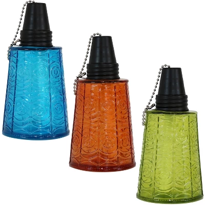 Sunnydaze Decor Sunnydaze Outdoor Refillable Glass Tabletop Torches With Long-Lasting Fiberglass Wicks - Blue, Orange, And Green - 3pc 6 Sunnydaze Decor Sunnydaze Outdoor Refillable Glass Tabletop Torches With Long-Lasting Fiberglass Wicks - Blue, Orange, And Green - 3pc - Image 4