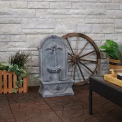 Sunnydaze Decor Sunnydaze 28"H Electric Glass Reinforced Concrete French-Inspired Design Outdoor Wall-Mount Water Fountain -Sunnydaze Decor GUEST 1fc6be56 9b50 493c 81d5 fa3d88389cf1