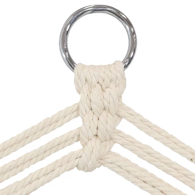 Sunnydaze Decor Sunnydaze Outdoor Printed Polycotton Fabric Hammock Chair With Armrests And Hardwood Spreader Bar - 300 Lb Capacity - Natural 7 Sunnydaze Decor Sunnydaze Outdoor Printed Polycotton Fabric Hammock Chair With Armrests And Hardwood Spreader Bar - 300 Lb Capacity - Natural - Image 5