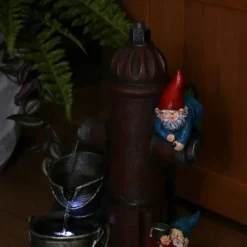 Sunnydaze Decor Sunnydaze 16"H Electric Polyresin Gnomes Climbing Fire Hydrant Outdoor Water Fountain With LED Light -Sunnydaze Decor GUEST 2123c839 1e0f 4ef6 9029 eacbcece728b