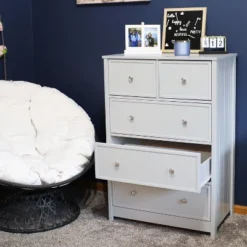 Sunnydaze Decor Sunnydaze Beadboard Vertical Dresser Chest With 5 Drawers - 43.5" H - Gray -Sunnydaze Decor GUEST 22f452a8 ac3f 4cac b6d0 259a89bfb3ea