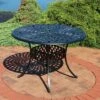 Sunnydaze Decor Sunnydaze Outdoor Crossweave Design Black Cast Aluminum Round Patio Dining Table With Umbrella Hole -Sunnydaze Decor GUEST 235d775d 7f03 464e bf18 3af65ca7a73c