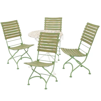 Sunnydaze Decor Sunnydaze Indoor/Outdoor Shabby Chic Cafe Chestnut Wood Folding Bistro Table And Chairs - 5pc 10 Sunnydaze Decor Sunnydaze Indoor/Outdoor Shabby Chic Cafe Chestnut Wood Folding Bistro Table And Chairs - 5pc - Image 8