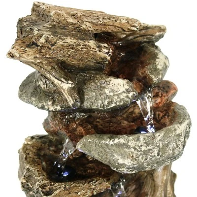 Sunnydaze Decor Sunnydaze Indoor Home Decorative Tiered Rock And Log Waterfall Tabletop Water Fountain With LED Lights - 10" 6 Sunnydaze Decor Sunnydaze Indoor Home Decorative Tiered Rock And Log Waterfall Tabletop Water Fountain With LED Lights - 10" - Image 4