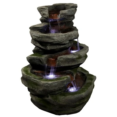 Sunnydaze Decor Sunnydaze 31"H Electric Polyresin And Fiberglass Lighted Cobblestone Waterfall Outdoor Water Fountain With LED Lights 4 Sunnydaze Decor Sunnydaze 31"H Electric Polyresin And Fiberglass Lighted Cobblestone Waterfall Outdoor Water Fountain With LED Lights - Image 2
