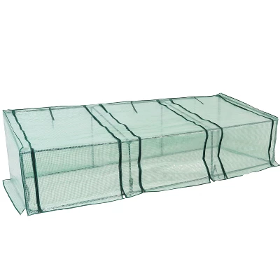 Sunnydaze Decor Sunnydaze Outdoor Portable Slanted Top Plant Shelter Mini Cloche Greenhouse With Zipper Doors - Green 6 Sunnydaze Decor Sunnydaze Outdoor Portable Slanted Top Plant Shelter Mini Cloche Greenhouse With Zipper Doors - Green - Image 5