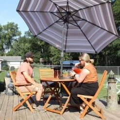 Sunnydaze Decor Sunnydaze Outdoor Meranti Wood With Teak Oil Finish Folding Patio Dining Table And Chairs - Brown - 5pc -Sunnydaze Decor GUEST 265be565 1c11 42c5 a038 49f1686bd25c