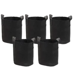 Sunnydaze Decor Sunnydaze Garden Grow Bag With Handles Nonwoven Polypropylene Fabric, Black, 5pc -Sunnydaze Decor GUEST 2786bf3e fcae 4042 8c7d 2a1ea489ee26