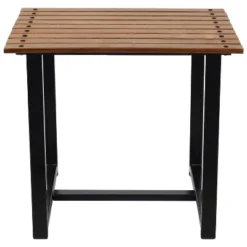 Sunnydaze Decor Sunnydaze Outdoor Rectangle Side Table - Chestnut With Powder-Coated Steel Frame - Brown -Sunnydaze Decor GUEST 27a26c10 f4f4 46a0 a06e 3999296b9692