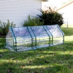 Sunnydaze Decor Sunnydaze Outdoor Portable Slanted Top Plant Shelter Mini Cloche Greenhouse With Zipper Doors - 36" - Clear -Sunnydaze Decor GUEST 27e835cf e6b7 4a9f b509 c682a120337b