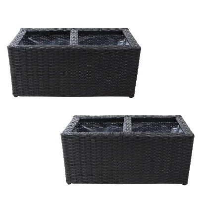 Sunnydaze Decor Sunnydaze 2-Section Rectangle Polyrattan Indoor Planters - 21.5" W X 11.5" D X 9.25" H - 2-Pack 11 Sunnydaze Decor Sunnydaze 2-Section Rectangle Polyrattan Indoor Planters - 21.5" W X 11.5" D X 9.25" H - 2-Pack - Image 9