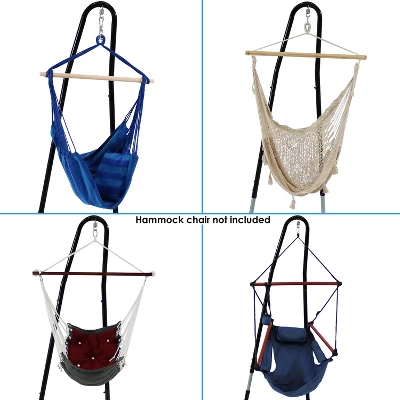 Sunnydaze Decor Sunnydaze Adjustable Heavy-Duty Steel Hammock Chair Stand - 79" To 93"/330 Lb Weight Capacity - Black 8 Sunnydaze Decor Sunnydaze Adjustable Heavy-Duty Steel Hammock Chair Stand - 79" To 93"/330 Lb Weight Capacity - Black - Image 6