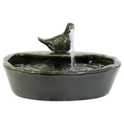 Sunnydaze Decor Sunnydaze Outdoor Solar Powered Glazed Ceramic Dove Water Fountain With Submersible Pump And Filter - 7" - Green -Sunnydaze Decor GUEST 29386c80 01af 4157 94c9 8759d675b03b