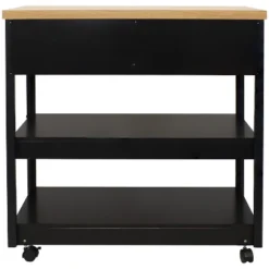 Sunnydaze Decor Sunnydaze MDF Indoor Farmhouse Style Kitchen Island Cart With Drawers And Shelves - 34.25" H - Black -Sunnydaze Decor GUEST 298f459b 5bef 40d9 99db e1a58c8408be
