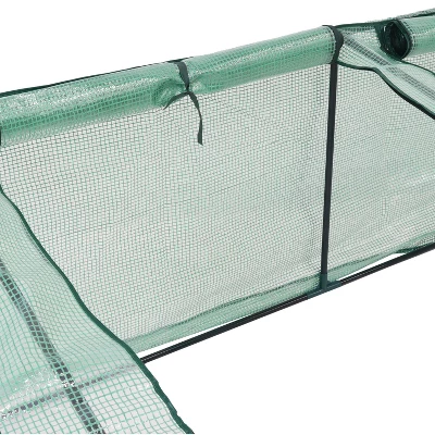 Sunnydaze Decor Sunnydaze Outdoor Portable Slanted Top Plant Shelter Mini Cloche Greenhouse With Zipper Doors - Green 3 Sunnydaze Decor Sunnydaze Outdoor Portable Slanted Top Plant Shelter Mini Cloche Greenhouse With Zipper Doors - Green - Image 2