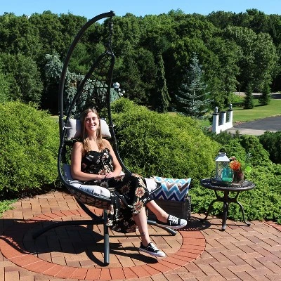 Sunnydaze Decor Sunnydaze Outdoor Resin Wicker Patio Phoebe Hanging Basket Egg Chair Swing With Cushions And Headrest- 2pc 8 Sunnydaze Decor Sunnydaze Outdoor Resin Wicker Patio Phoebe Hanging Basket Egg Chair Swing With Cushions And Headrest- 2pc - Image 6
