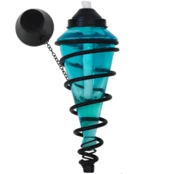 Sunnydaze Decor Sunnydaze Outdoor Adjustable Height Glass And Metal Swirl Patio And Lawn Torch Set -Sunnydaze Decor GUEST 2a625969 6d0d 491d 8f3e 10d27afc67cc