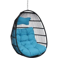 Sunnydaze Decor Sunnydaze Outdoor Resin Wicker Julia Hanging Basket Egg Chair Swing With Cushions And Headrest - 2pc -Sunnydaze Decor GUEST 2ae750d8 7473 4400 a834 503b5b8b538e