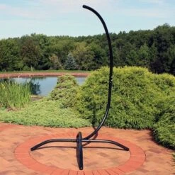 Sunnydaze Decor Sunnydaze Durable Steel Egg Chair Stand With Curved Leg Base With Powder-Coated Finish And Hardware - 81" H - Black