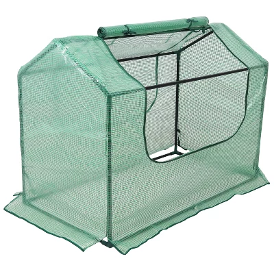 Sunnydaze Decor Sunnydaze Mini Greenhouse With 2 Zippered Side Doors - Green 10 Sunnydaze Decor Sunnydaze Mini Greenhouse With 2 Zippered Side Doors - Green - Image 8