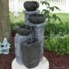 Sunnydaze Decor Sunnydaze Outdoor Polyresin Solar Powered Stone Bowls Water Fountain With LED Lights And Backup Battery - 30" -Sunnydaze Decor GUEST 2e24d060 2705 44e4 96b8 1e822b76f7bb