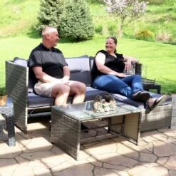 Sunnydaze Decor Sunnydaze Outdoor Longford Patio Sectional Sofa Conversation Set With Cushions And Table - 3pc -Sunnydaze Decor GUEST 2f23066d 7e45 4d36 90b4 1dccef2c2443