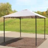Sunnydaze Decor Sunnydaze Steel Open Gazebo With Weather-Resistant Polyester Fabric Top And Black Metal Frame For Backyard, Garden, Deck Or Patio - 10' X 10' - Gray