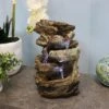 Sunnydaze Decor Sunnydaze Indoor Home Decorative Tiered Rock And Log Waterfall Tabletop Water Fountain With LED Lights - 10" -Sunnydaze Decor GUEST 2f4a62da c025 4ad8 901d 9c7533e01c68