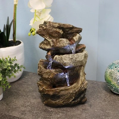 Sunnydaze Decor Sunnydaze Indoor Home Decorative Tiered Rock And Log Waterfall Tabletop Water Fountain With LED Lights - 10" 3 Sunnydaze Decor Sunnydaze Indoor Home Decorative Tiered Rock And Log Waterfall Tabletop Water Fountain With LED Lights - 10"