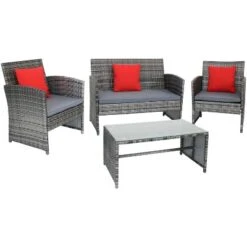 Sunnydaze Decor Sunnydaze Outdoor Ardfield Patio Conversation Furniture Set With Loveseat, Chairs, And Table - 4pc -Sunnydaze Decor GUEST 2f96b1c9 38d9 4592 ba99 533643a0b703