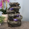 Sunnydaze Decor Sunnydaze Indoor Home Office Relaxing 6-Tiered Stone Falls Tabletop Water Fountain With LED Lights - 15" -Sunnydaze Decor GUEST 3121eb58 2bbf 429b 9b0e c447282b6eba