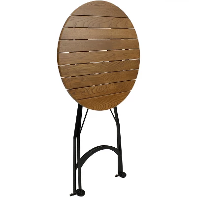 Sunnydaze Decor Sunnydaze Indoor/Outdoor Chestnut Wood Folding Round Patio Tall Bar Height Table - 28" - Brown 5 Sunnydaze Decor Sunnydaze Indoor/Outdoor Chestnut Wood Folding Round Patio Tall Bar Height Table - 28" - Brown - Image 3