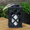 Sunnydaze Decor Sunnydaze Outdoor Modern Crosshatch Hanging Tabletop Solar LED Rustic Farmhouse Decorative Candle Lantern - 9"