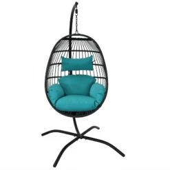 Sunnydaze Decor Sunnydaze Outdoor Resin Wicker Patio Dalia Hanging Basket Egg Chair With Cushions, Headrest, And Steel Stand Set - Teal - 3pc 17 Sunnydaze Decor Sunnydaze Outdoor Resin Wicker Patio Dalia Hanging Basket Egg Chair With Cushions, Headrest, And Steel Stand Set - Teal - 3pc -Sunnydaze Decor GUEST 328c2ef7 9f8f 4462 8224 5c459e5eae3b