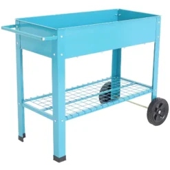 Sunnydaze Decor Sunnydaze Outdoor Galvanized Steel Raised Mobile Elevated Planter Cart With Handlebar And Wheels - 43" -Sunnydaze Decor GUEST 32c5aa4d ab3d 4128 8ca3 89b50af9b262