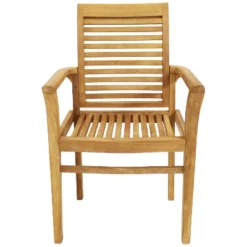 Sunnydaze Decor Sunnydaze Outdoor Solid Teak Wood With Light Stained Finish Slatted Patio Lawn Arm Chair - Light Brown -Sunnydaze Decor GUEST 32f9c3f9 bef9 4b05 867b 2c4ea5a5ffdd