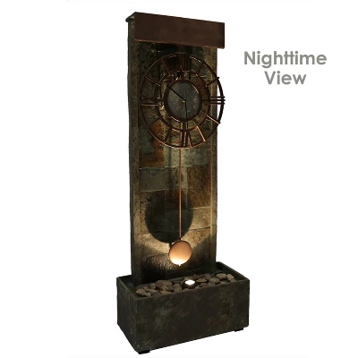Sunnydaze Decor Sunnydaze 49"H Electric Natural Slate Indoor/Outdoor Water Fountain With Clock And LED Light 4 Sunnydaze Decor Sunnydaze 49"H Electric Natural Slate Indoor/Outdoor Water Fountain With Clock And LED Light - Image 2