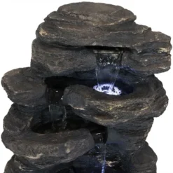 Sunnydaze Decor Sunnydaze 24"H Electric Polystone Rock Falls Waterfall Outdoor Water Fountain With LED Lights -Sunnydaze Decor GUEST 34e001e5 7057 461a 842f 1a60eca7b1a2