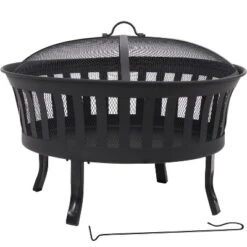 Sunnydaze Decor Sunnydaze 25" Outdoor Steel Mesh Stripe Cutout Fire Pit Set With Spark Screen And Poker Lifting Tool 13 Sunnydaze Decor Sunnydaze 25" Outdoor Steel Mesh Stripe Cutout Fire Pit Set With Spark Screen And Poker Lifting Tool -Sunnydaze Decor GUEST 357e43cc dcc1 4575 a6de b5ebe80591ce