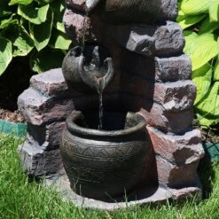 Sunnydaze Decor Sunnydaze Outdoor Polyresin Crumbling Bricks And Pots Solar Cascading Water Fountain With LED Lights And Battery Backup - 27" -Sunnydaze Decor GUEST 3607b431 ed5e 459c a24b 9f9205e5f68f