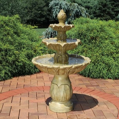 Sunnydaze Decor Sunnydaze 46"H Electric Polystone 3-Tier Classic Tulip Outdoor Water Fountain 3 Sunnydaze Decor Sunnydaze 46"H Electric Polystone 3-Tier Classic Tulip Outdoor Water Fountain