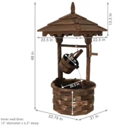 Sunnydaze Decor Sunnydaze 48"H Electric Fir Wood Old-Fashioned Wishing Well Outdoor Water Fountain -Sunnydaze Decor GUEST 3714d805 9f06 437b 82f4 11696583ee03