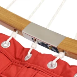 Sunnydaze Decor Sunnydaze Polyester Quilted Weave 2-Person Hammock With Curved Bamboo Spreader Bars - 450 Lb Weight Capacity - Salmon -Sunnydaze Decor GUEST 377e6417 388e 49b5 9712 a61dfa0ad3a5