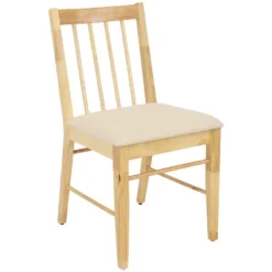 Sunnydaze Decor Sunnydaze Indoor 5-Piece Solid Rubberwood Dining Table And Chairs Set - Natural With Beige Cushions -Sunnydaze Decor GUEST 3794e8e9 71ad 4b33 84bf 7e3e3074a463