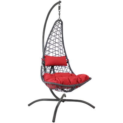 Sunnydaze Decor Sunnydaze Outdoor Resin Wicker Patio Phoebe Hanging Basket Egg Chair Swing With Cushions And Headrest- 2pc 12 Sunnydaze Decor Sunnydaze Outdoor Resin Wicker Patio Phoebe Hanging Basket Egg Chair Swing With Cushions And Headrest- 2pc - Image 10