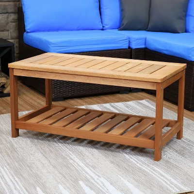 Sunnydaze Decor Sunnydaze Outdoor Meranti Wood With Teak Oil Finish Wooden Rectangular Accent Coffee Table - 35" - Brown 3 Sunnydaze Decor Sunnydaze Outdoor Meranti Wood With Teak Oil Finish Wooden Rectangular Accent Coffee Table - 35" - Brown