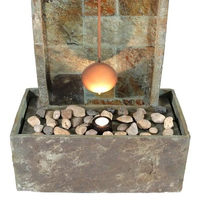 Sunnydaze Decor Sunnydaze 49"H Electric Natural Slate Indoor/Outdoor Water Fountain With Clock And LED Light 6 Sunnydaze Decor Sunnydaze 49"H Electric Natural Slate Indoor/Outdoor Water Fountain With Clock And LED Light - Image 4